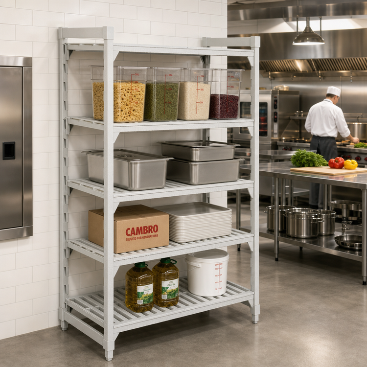 Product image #3 for Cambro Camshelving Premium 24" Deep x 60" Wide x 84" High 4-Shelf Vented Stationary Starter Unit
