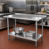 Thumbnail image #2 for Advance Tabco Special Value 48 Inch x 36 Inch Stainless Steel Work Table with 1-1/2 Inch Rear Backsplash and Adjustable Undershelf