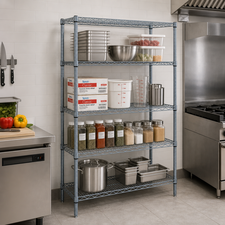 Product image #2 for Quantum 4-Shelf Wire Shelving Starter Kit, 42 in. W x 21 in. D x 74 in. H, Gray Epoxy Coated