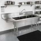 Thumbnail image #2 for John Boos 3B244-1D24L-X 3-Compartment Stainless Steel Sink, 24-Inch Left Drainboard, 16-Gauge, 100-3/16-Inch Wide