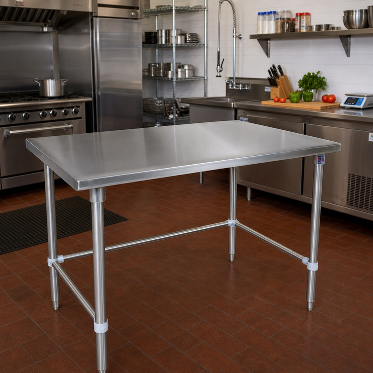 Product image #2 for John Boos Stainless Steel Flat Top Work Table, 60-Inch Wide x 48-Inch Deep, 14-Gauge, Stallion Safety Edge