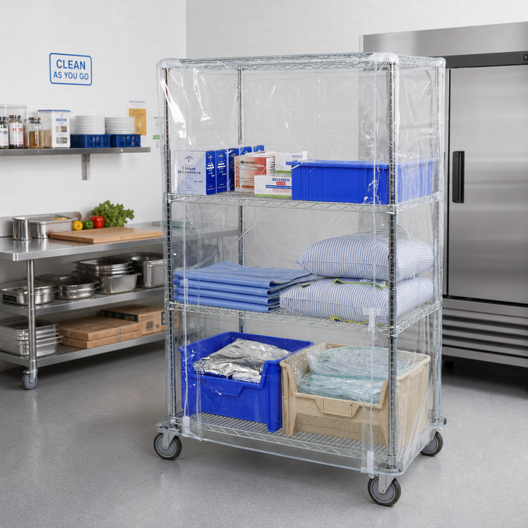 Product image #2 for 10-Gauge Clear Vinyl Wire Cart Cover with Velcro Flap