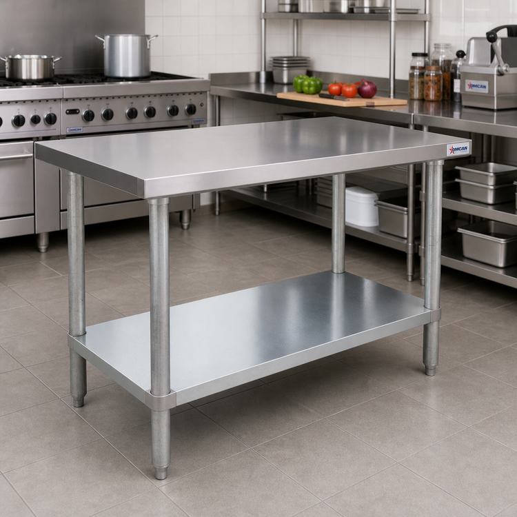 Product image #2 for Omcan Elite Series 30" x 24" Stainless Steel Work Table with Galvanized Undershelf