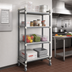 Thumbnail image #2 for Cambro Camshelving Elements XTRA High Density Top Rail Mobile Starter Unit, 18 x 36 x 80 Inches, 4-Tier, 3 Vented + 1 Solid Shelves, Speckled Gray