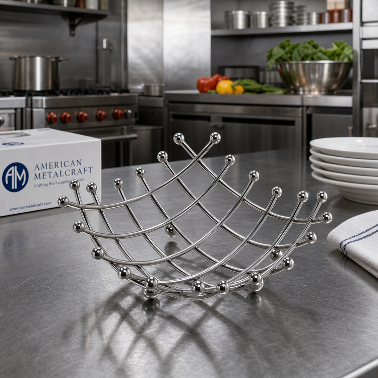 Product image #2 for American Metalcraft Space/Time Continuum Checker Chrome Serving Basket, 8 Inch Square