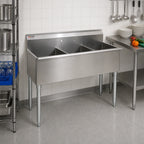 Thumbnail image #2 for Eagle Group 1836-3-16/3 Three-Compartment Utility Sink, 37-3/8 x 22 Inch, 16-Gauge 304 Stainless Steel, No Drainboards