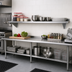 Thumbnail image #2 for Advance Tabco 132-Inch x 15-Inch Wall-Mounted Stainless Steel Wall Shelf with Bullnose Edge