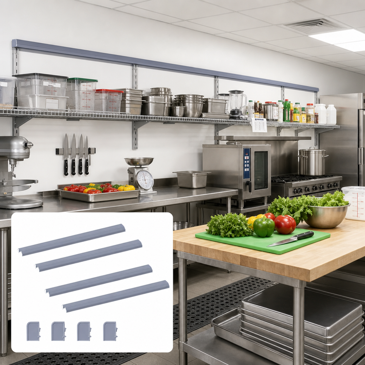 Product image #2 for Quantum Track Shelving Overhead Track Kit with (2) 8-Foot Tracks and (4) End Plates