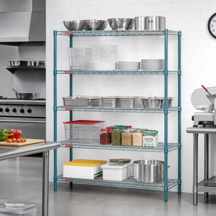 Product image #2 for EagleGard 5-Tier Stationary Wire Shelving Starter Unit, 72" W x 18" D x 74" H, Hybrid Epoxy Finish