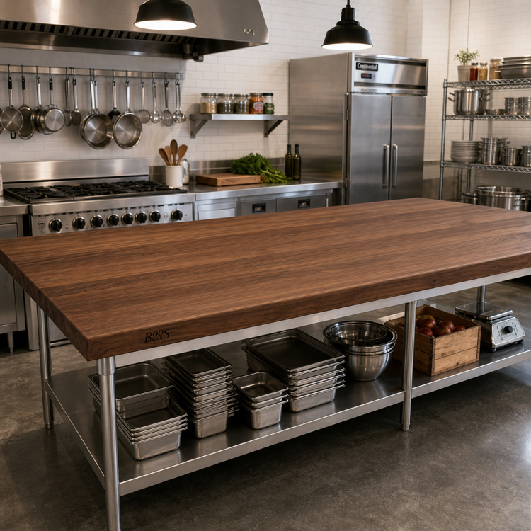 Product image #2 for Boos Block American Black Walnut Full-Length Edge Grain Kitchen Countertop, 108 x 36 x 2-1/4 Inch, Flat, Penetrating Oil Finish