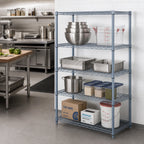 Thumbnail image #2 for Quantum WR54-2448GY-5 48"W x 24"D x 54"H Stationary Wire Shelving Starter Kit, 5 Shelves, Gray Epoxy Finish
