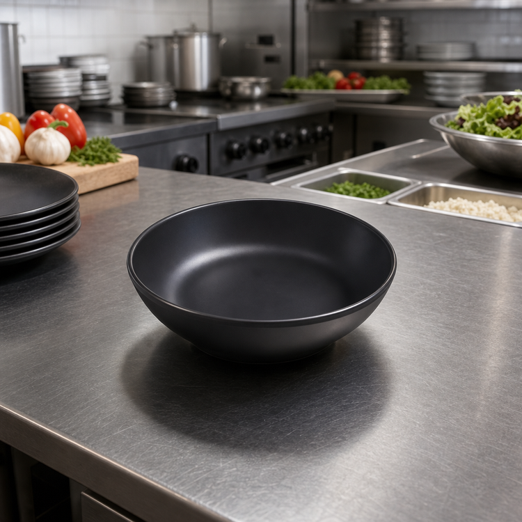 Product image #3 for American Metalcraft 16 oz Round Black Matte Melamine Restaurant Bowl