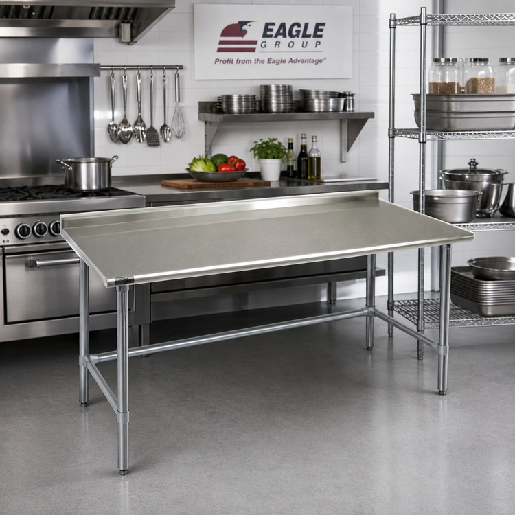 Product image #2 for Eagle Group Deluxe Series Stainless Steel Work Table, 60"W x 30"D, 16-Gauge Top, 1-1/2" Rear Up-Turn
