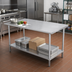 Thumbnail image #2 for Advance Tabco Special Value 84 Inch x 30 Inch Flat Top 430 Stainless Steel Economy Work Table with Adjustable Undershelf