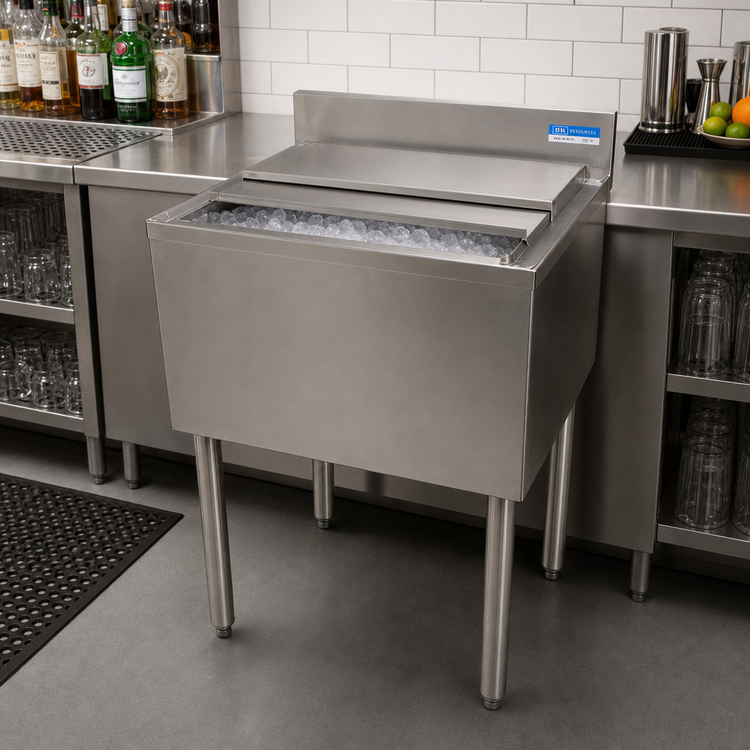 Product image #3 for BK Resources 30" x 18" 80 lb Insulated Underbar Ice Bin with Sliding Cover
