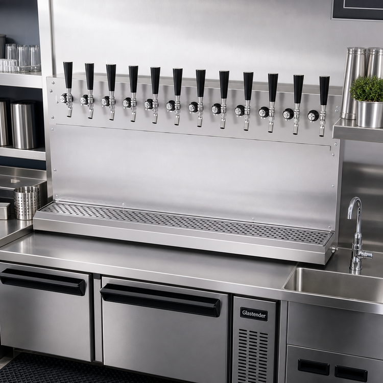 Product image #2 for Glastender 12-Faucet Wall-Mount Glycol-Cooled Draft Dispensing Tower, 38-Inch Wide