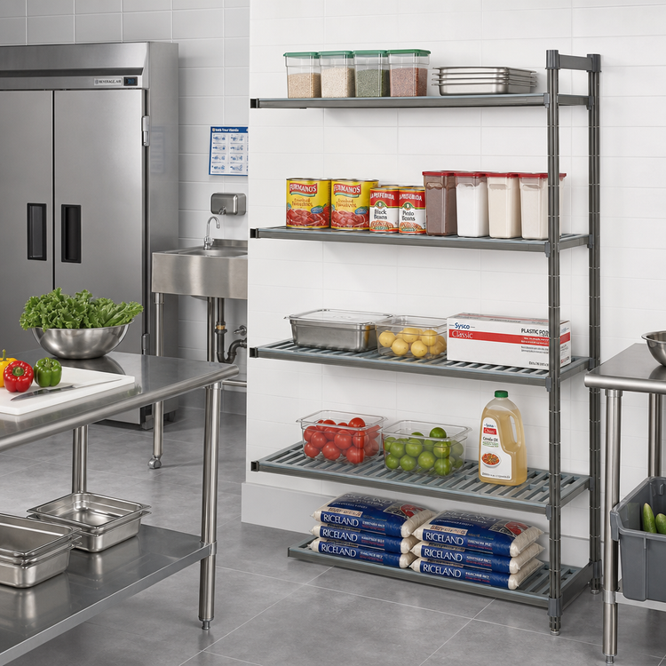 Product image #2 for Cambro Camshelving Basics Plus 24" Deep x 54" Long x 64" High 5-Tier Vented Add-On Shelving Unit, Brushed Graphite