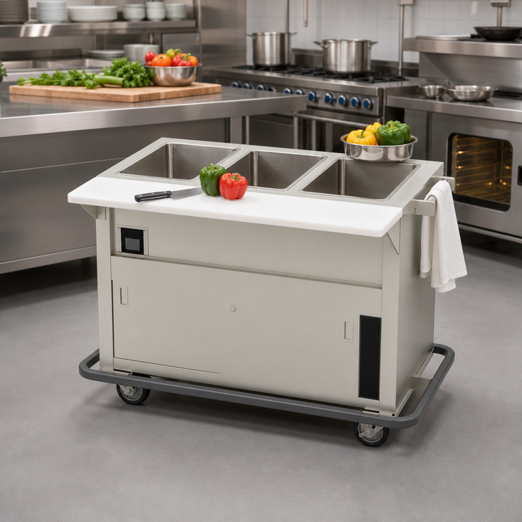 Product image #2 for Thurmaduke EPW-3-CBSS Portable 3-Pan Waterless Well Steamtable with Cutting Board