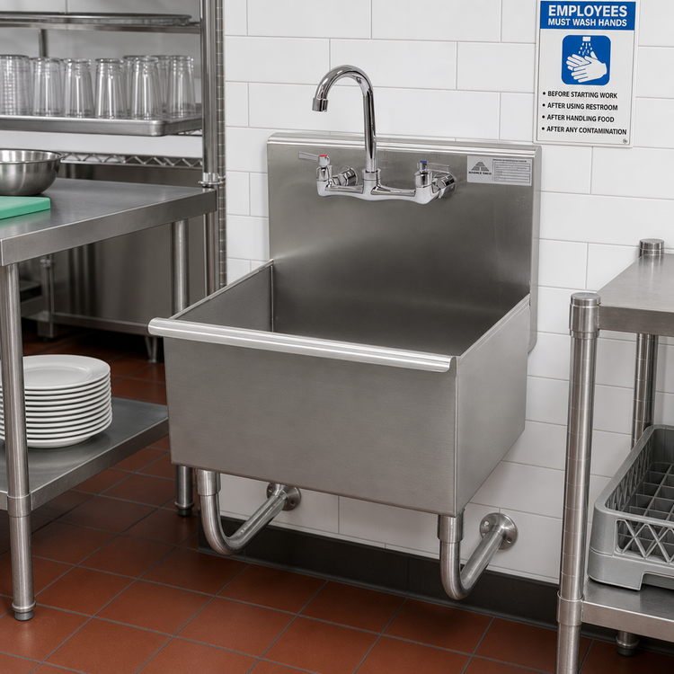 Product image #2 for Advance Tabco Wall Mounted 304 Stainless Steel Service Sink with Faucet and 18 x 14 x 12-Inch Bowl