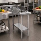 Thumbnail image #2 for John Boos Stallion EFT8-3015SSK-S-X Stainless Steel Filler Table with Drop-In Sink, 15 x 30 Inches, 18-Gauge 400 Series Top, Undershelf
