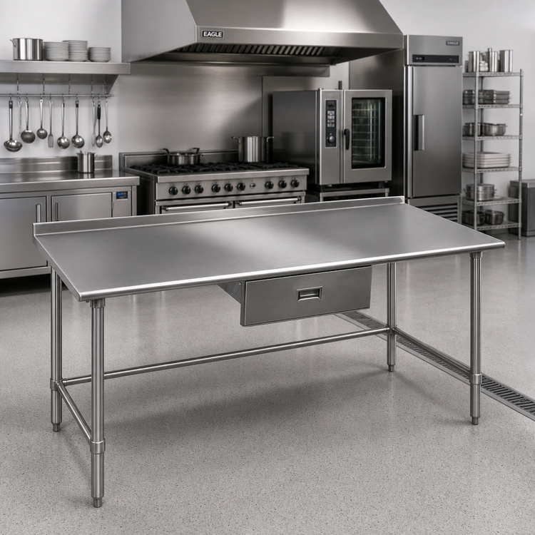 Product image #2 for Eagle Budget Series Stainless Steel Work Table, 144 Inch x 30 Inch, 430 Stainless Steel Top