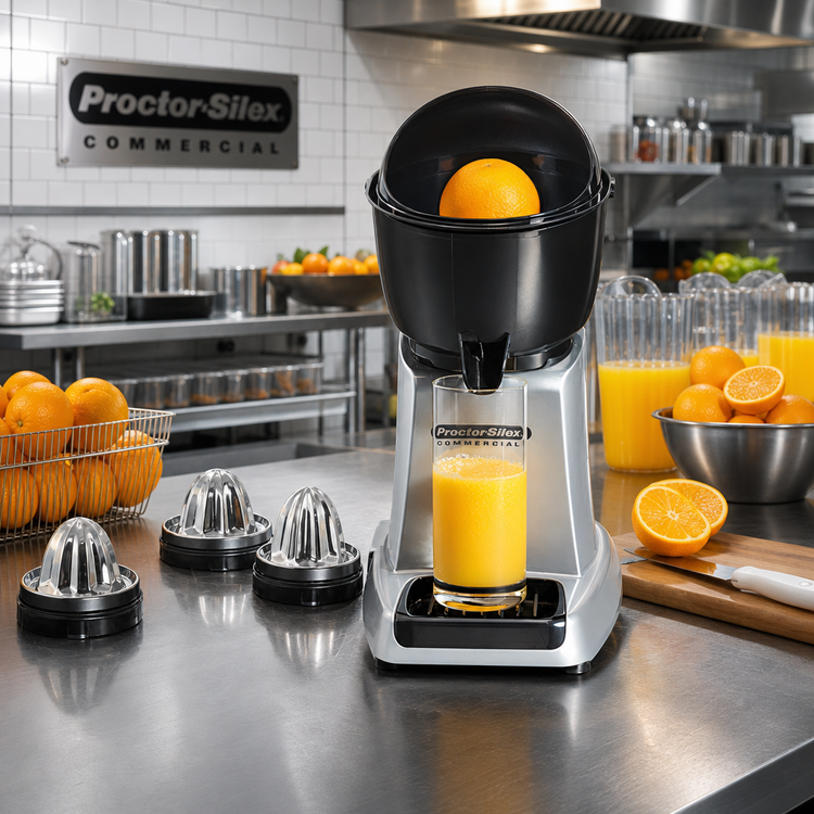 Product image #2 for Proctor-Silex Commercial Electric Countertop Citrus Juicer with 3 Reinforced Stainless Steel Reamers