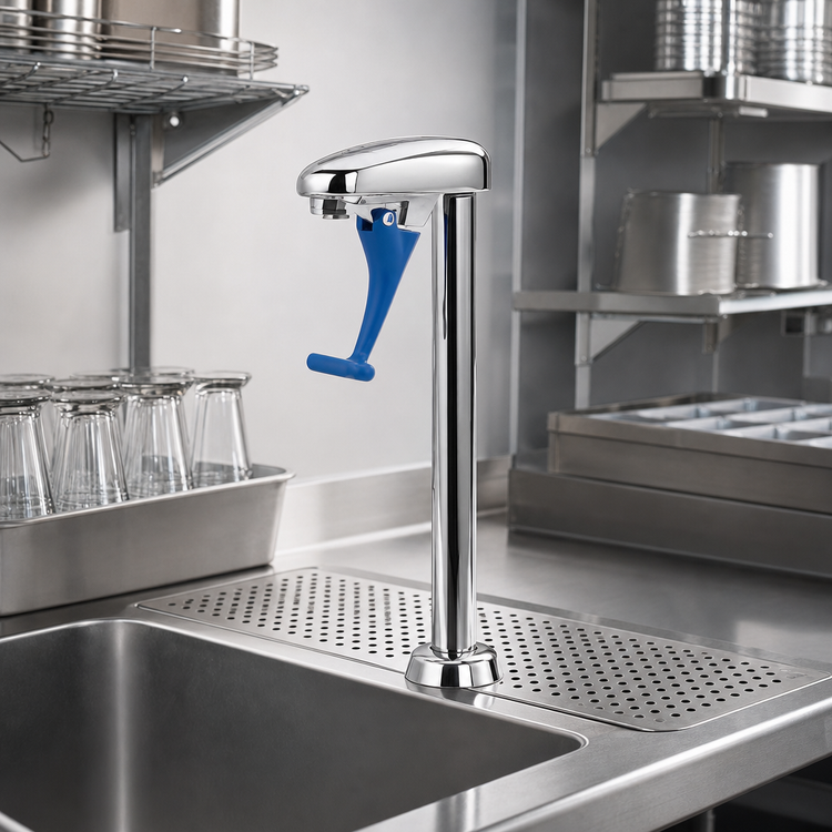 Product image #2 for T&S Brass 10 Inch Deck Mount Pedestal Push-Back Valve Glass Filler Faucet