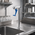 Thumbnail image #2 for T&S Brass 10 Inch Deck Mount Pedestal Push-Back Valve Glass Filler Faucet