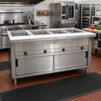 Thumbnail image #2 for Advance Tabco Triumph (Supreme) SW-4E-240-DR Electric Hot Food Table, 4 Sealed Wells, Cutting Board, Enclosed Sliding-Door Base