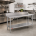 Thumbnail image #2 for Duke 60-Inch x 24-Inch 16-Gauge 300 Series Stainless Steel Work Table with 5-Inch Riser and Stainless Undershelf