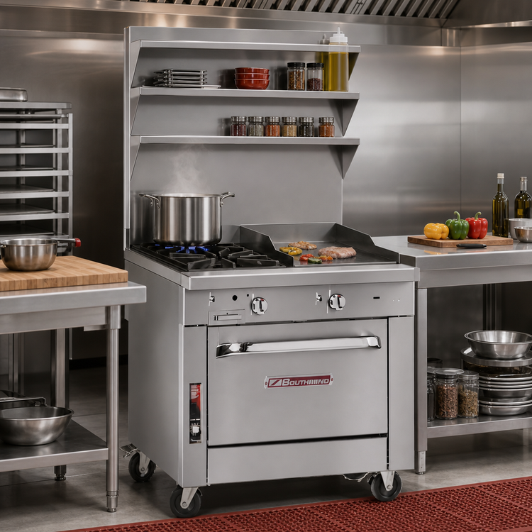 Product image #2 for Southbend Platinum 36-Inch Heavy-Duty Gas Range with 2 Open Burners, 24-Inch Griddle, and Convection Oven