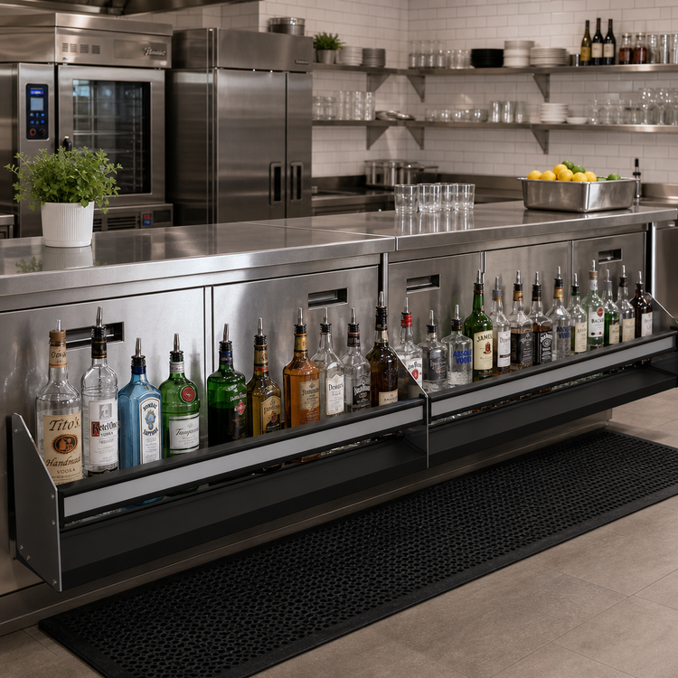 Product image #2 for Glastender 56-Inch Single Speed Rail with Open Step-and-Rail Design
