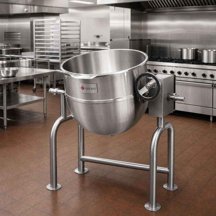 Product image #2 for 30-Gallon Direct Steam Tilting Kettle, 2/3 Jacketed, U-Frame Mounted