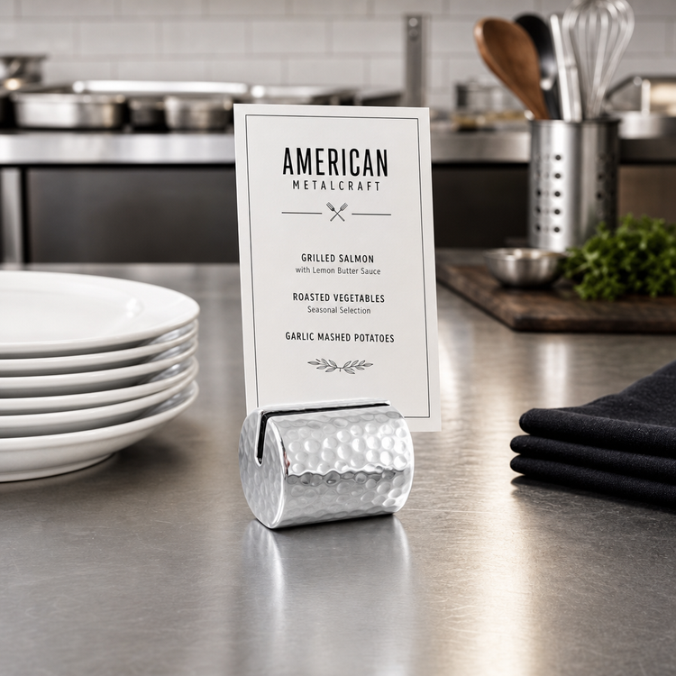 Product image #2 for American Metalcraft Hammered Aluminum Cylinder Menu Card Holder