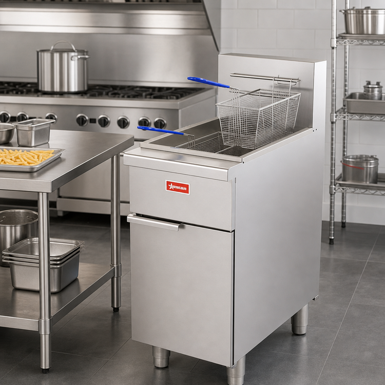 Product image #2 for Omcan USA Commercial 16-Inch Floor Model Natural Gas Fryer, Open Pot, 56-60 lb Oil Capacity