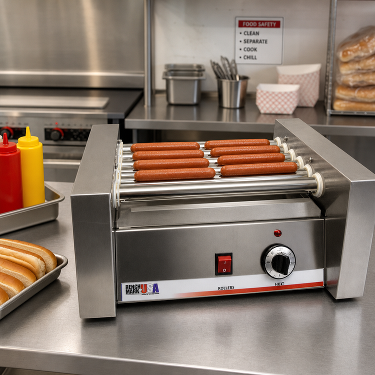 Product image #2 for Benchmark 10-Hot-Dog Countertop Roller Grill, Stainless Steel, 120V
