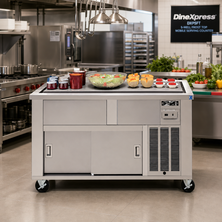 Product image #2 for DineXpress DXP5FT 5-Well Full-Size Frost Top Mobile Serving Counter