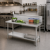 Thumbnail image #2 for Advance Tabco 48-Inch x 24-Inch 14 Gauge 304 Stainless Steel Work Table with 10-Inch Backsplash and Galvanized Undershelf