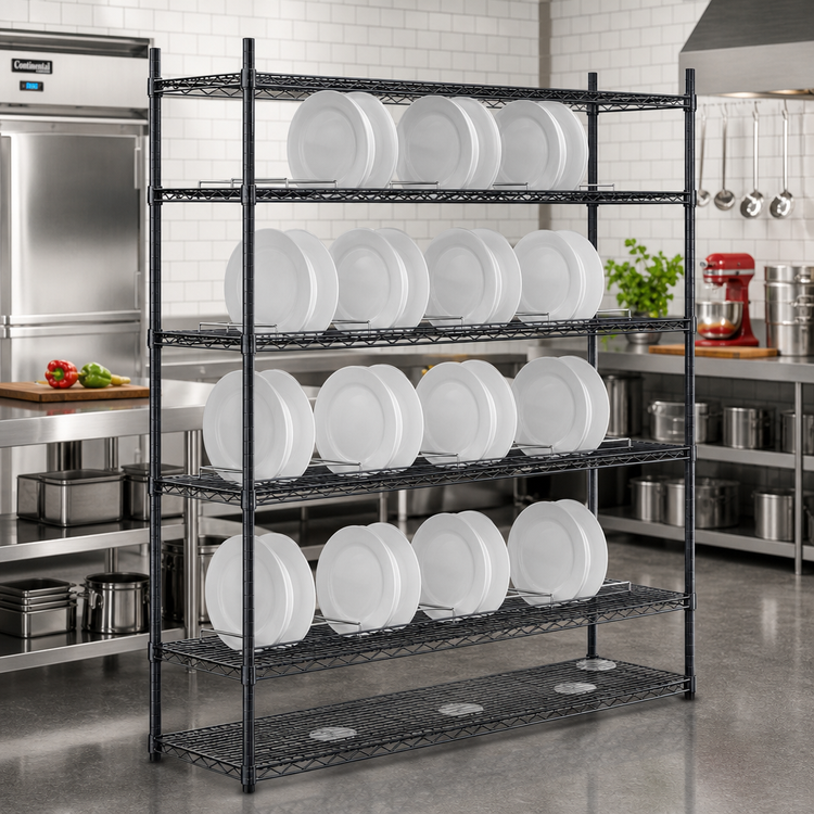 Product image #2 for Eagle Group Reverse Mat Black Epoxy Wire Plate Display Shelf, 72 x 18 Inches