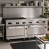 Thumbnail image #2 for Wolf Challenger XL 72-Inch Gas Restaurant Range with 6 Open Burners, 36-Inch Griddle, and 2 Convection Ovens