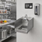 Thumbnail image #2 for John Boos Pro-Bowl PBHS-W-0909-P-SSLR Wall-Mounted Stainless Steel Hand Wash Sink with Side Splashes, Faucet, 9 x 9 x 5-Inch Bowl