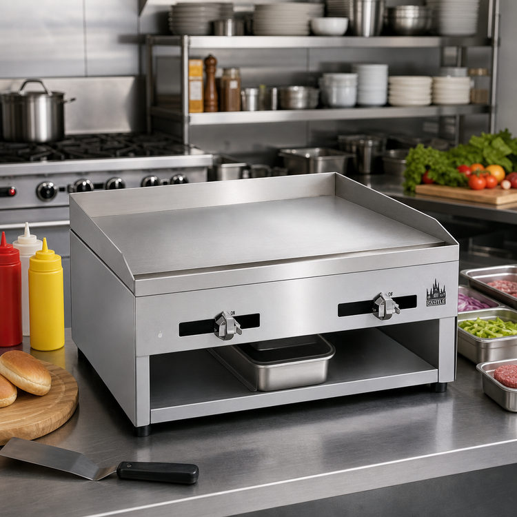 Product image #2 for Comstock-Castle 24-Inch Countertop Gas Griddle with Manual Controls and Stainless Steel Front & Sides