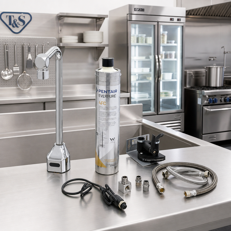 Product image #2 for T&S ChekPoint Touchless Electronic Sensor Glass Filler with Water Filtration Kit, 12-Inch High, Single-Hole Deck Mount, Chrome-Plated Brass
