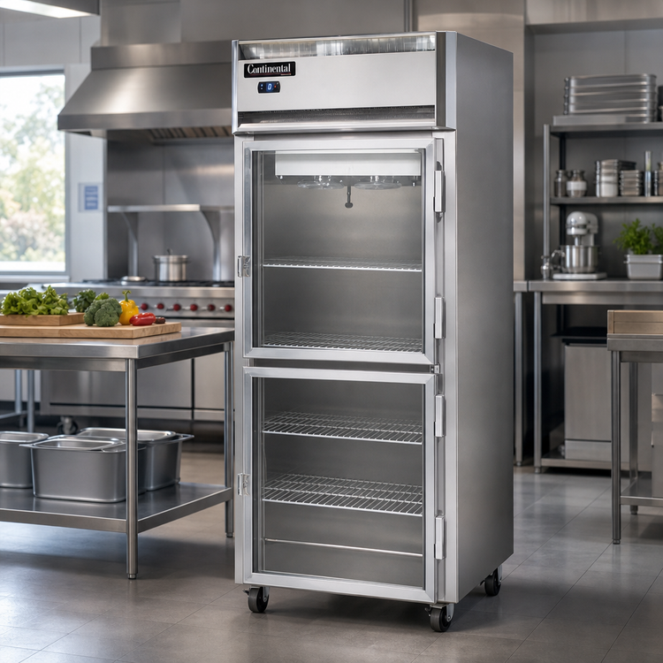 Product image #2 for Continental Refrigerator 1FXSNGDHD One-Section Extra-Wide Display Reach-In Freezer with Half Hinged Glass Doors