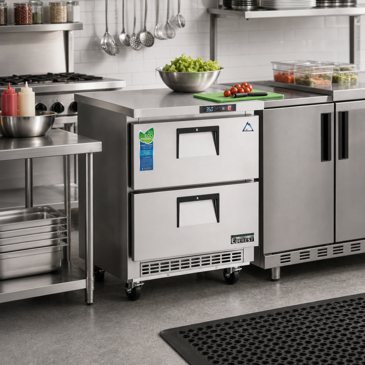 Product image #2 for Everest Refrigeration 1-Section Drawered Undercounter Refrigerator With Stainless Steel Worktop, 7.5 Cu. Ft.