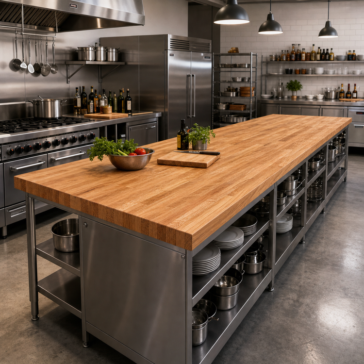 Product image #2 for Appalachian Red Oak Blended Edge Grain Island Countertop, 132 x 38 x 1-1/2 Inch, Oil Finish