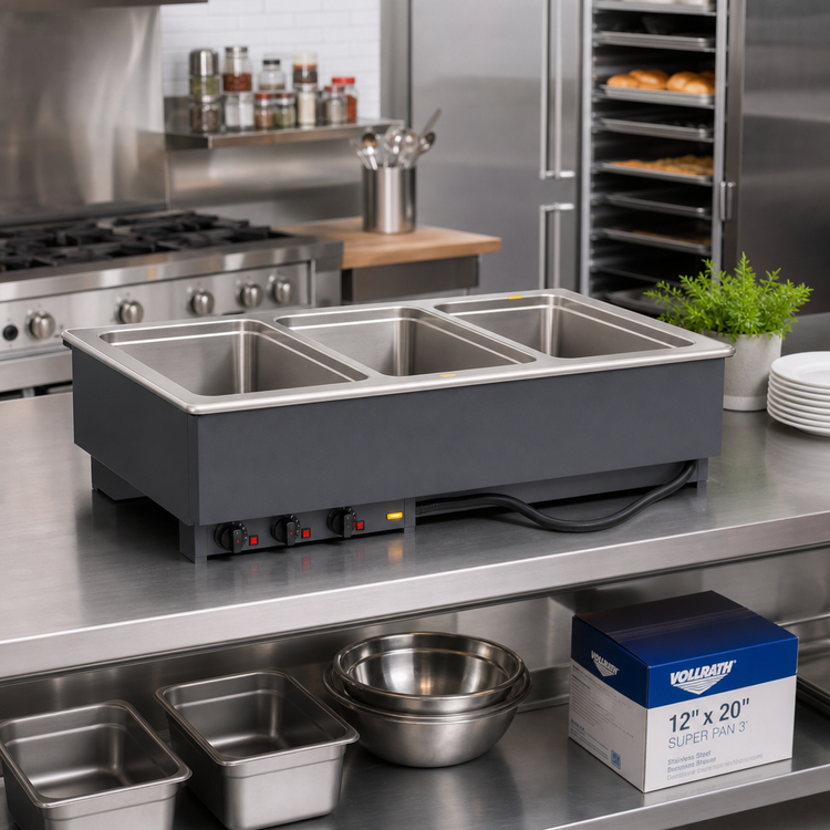 Product image #2 for Vollrath Three-Well Electric Hot Food Well Drop-In for 12 x 20 Pans, Wet Operation