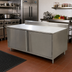 Thumbnail image #2 for BK Resources Stainless Steel Cabinet Base Work Table with Hinged Doors and Lock, 72 x 36 Inches, 5-Inch Back Riser