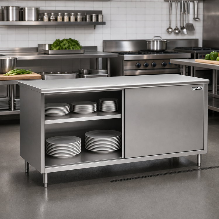 Product image #2 for Eagle Spec-Master 60-Inch Stainless Steel Plate Cabinet with Sliding Doors