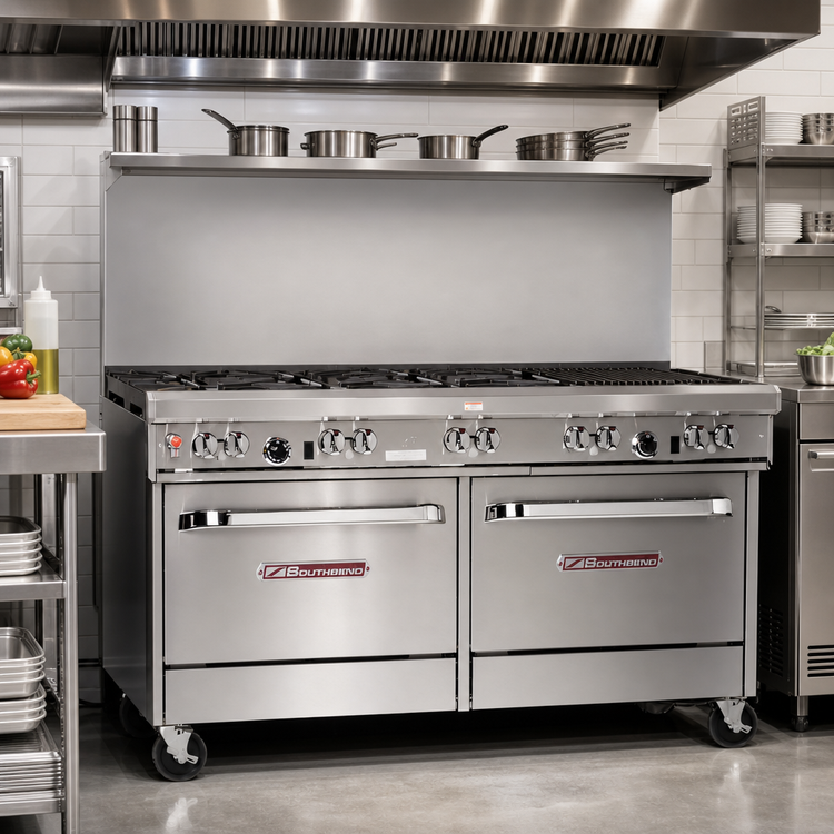 Product image #2 for Southbend Ultimate 60-Inch Gas Restaurant Range with 5 Burners, 24-Inch Charbroiler, Standard Oven, and Convection Oven